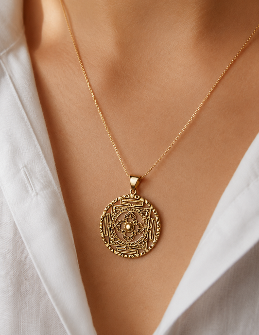 Vajra Mandala Gold Pendant Necklace