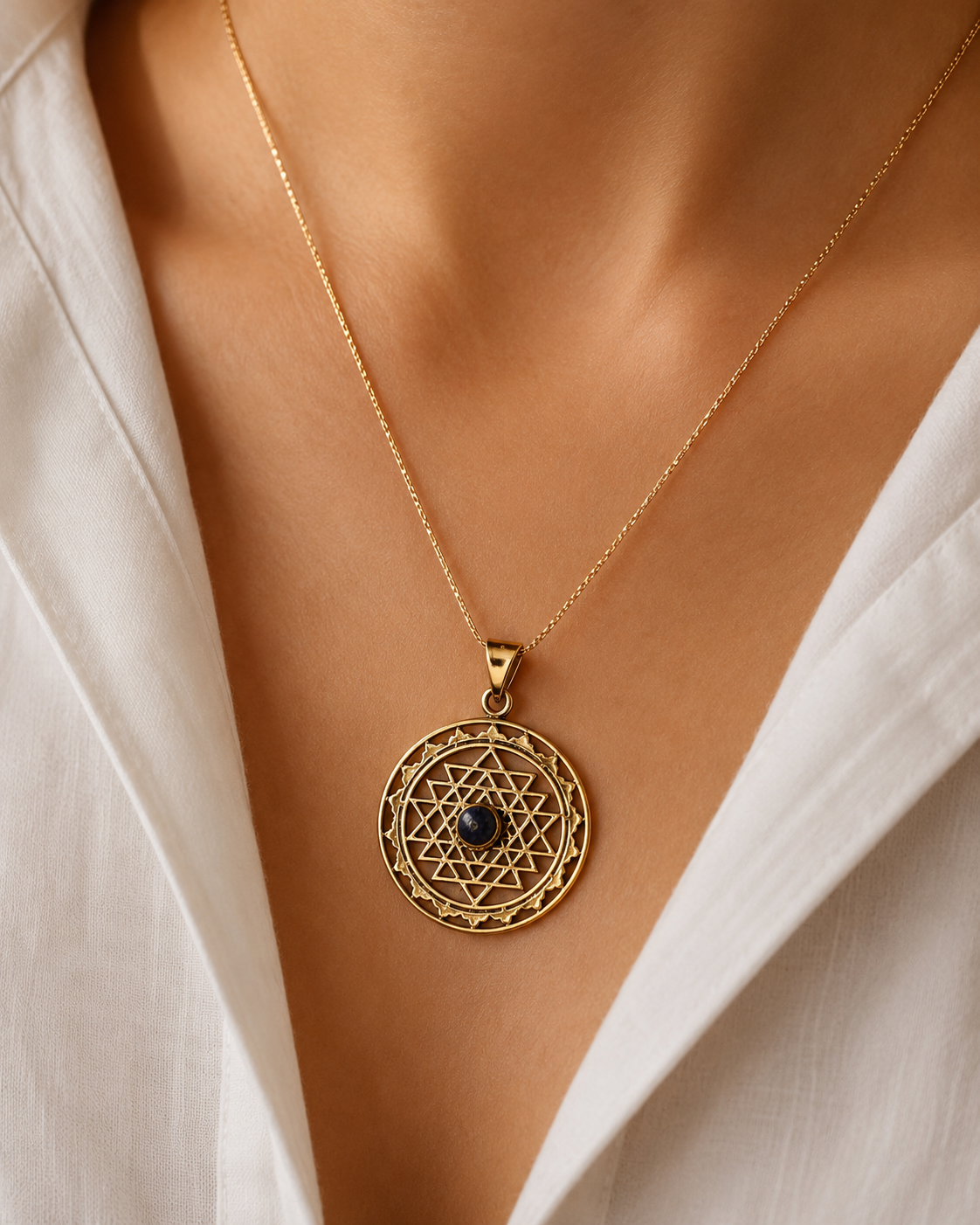 Vajra Mandala Gold Pendant Necklace
