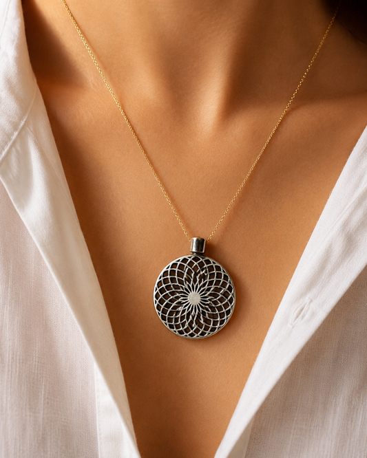 Vajra Mandala Gold Pendant Necklace