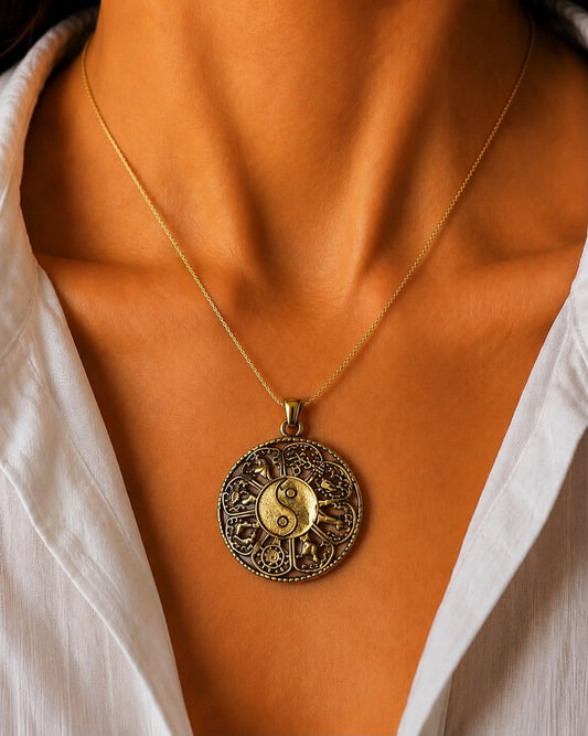 Vajra Mandala Gold Pendant Necklace