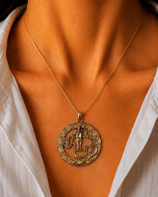 Vajra Mandala Gold Pendant Necklace